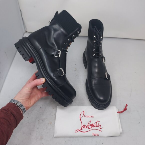 Christian Louboutin MENS Yetito Double Monk Strap Black Boot - Picture 1 of 13